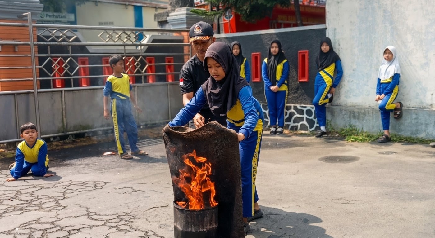 Damkarmat Wonosobo, outing class Leksono, edukasi kebakaran dini, SD Negeri 1 Sojokerto, mitigasi bencana Jateng