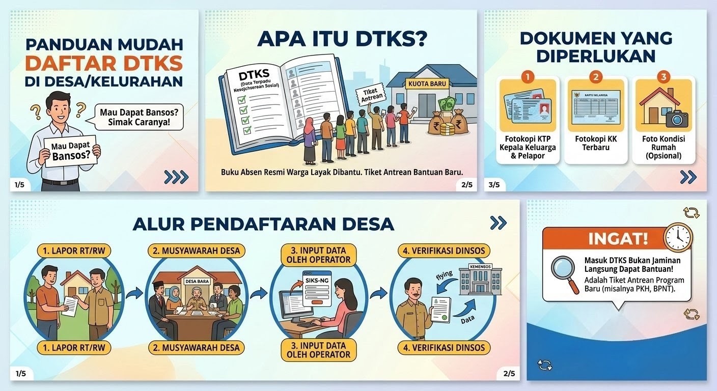 cara daftar dtks, daftar bansos di kelurahan, syarat masuk dtks, apa itu dtks