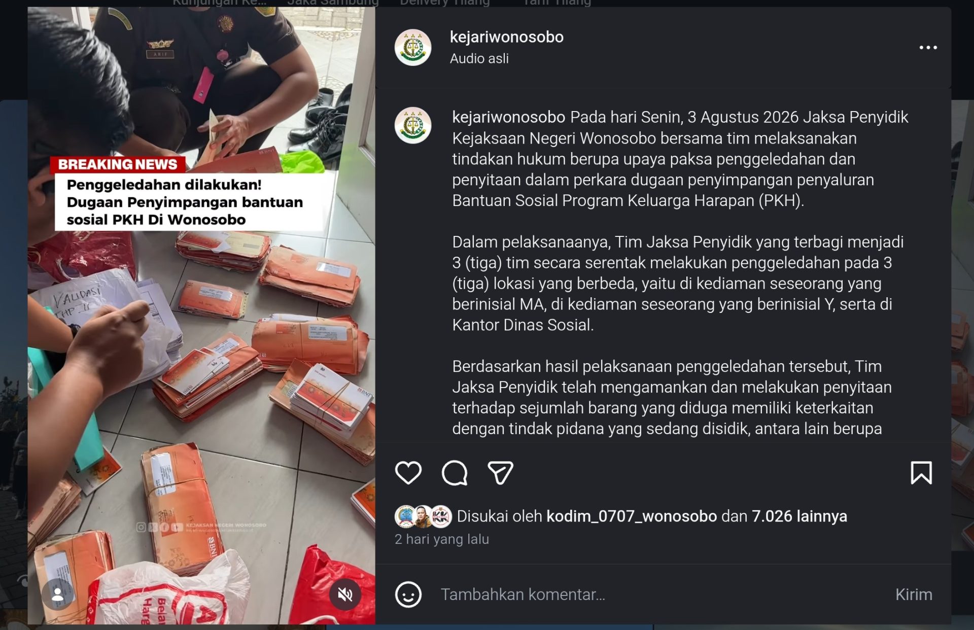 kejari wonosobo, korupsi pkh wonosobo, video viral kejari